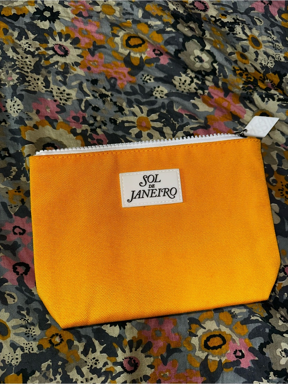 Sol de Janeiro Orange Canvas Zip Cosmetic Pouch